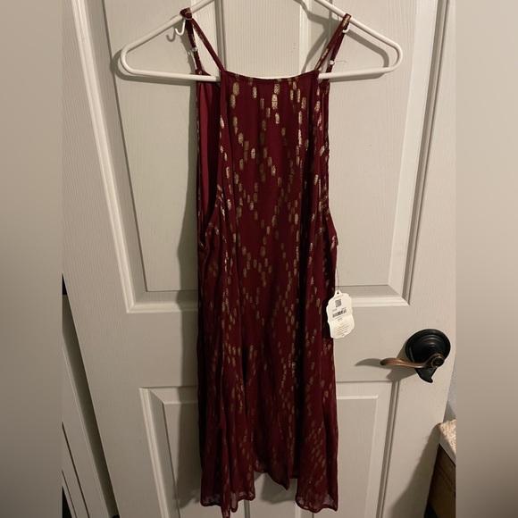 NWT Altar’d State Maroon & Gold High Neck Tank Dress Large - Picture 1 of 4